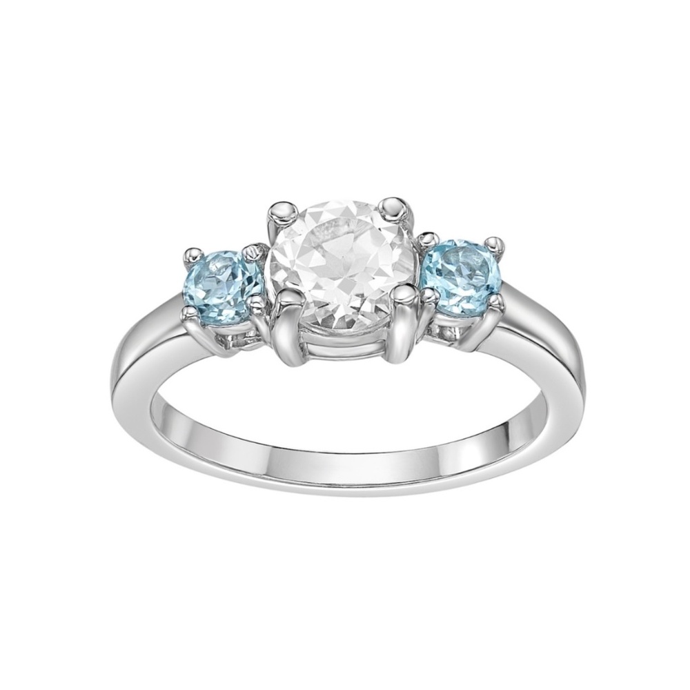 Sterling Silver Blue & White Topaz Ring
